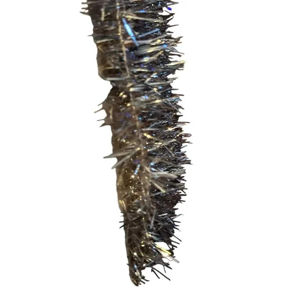 VTG Silver Christmas Garland National Tinsel Co USA Boxed MCM Holiday‎ Decor